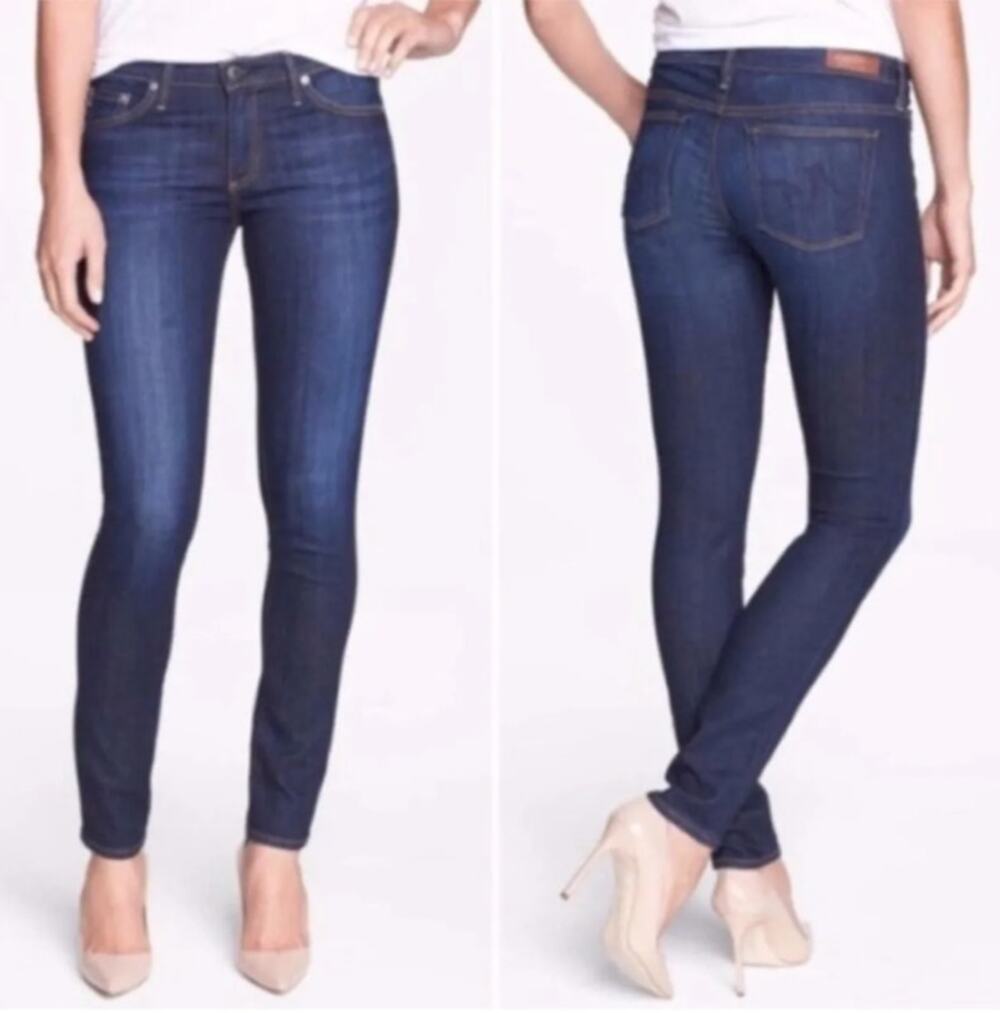 AG Adriano Goldschmied Womens Stilt Cigarette Leg Straight Dark Blue Jean 26R